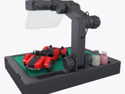 Modeling Workstation with Car M1 3D model