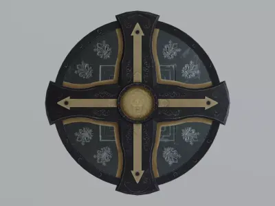 Medieval round  shield  Low-poly 3D model