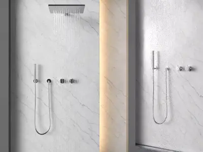 3D granite shower 04 white  3D model