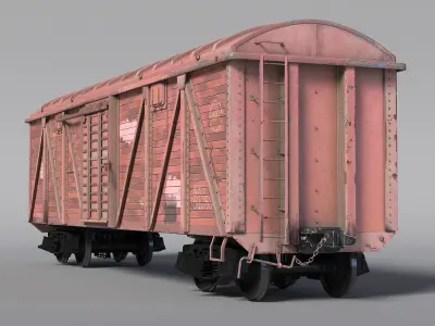 Worn Cargo Wagon Red 3D model