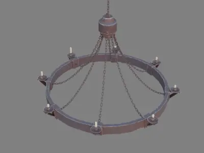 Rusted Medieval Chandelier Low-poly 3D model