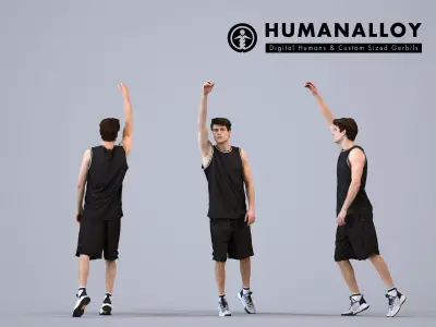 00505Liam006 - Adult Caucasian man waving in basketball attire 3D model