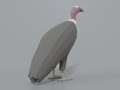 Low Poly Cartoon Vulture Low-poly 3D model