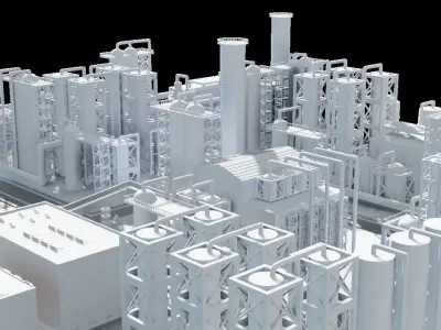 Mega Refinary 3D model 3D model