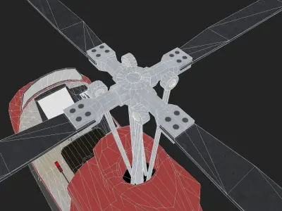 Single-seat helicopter Low-poly 3D model