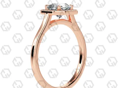 Ring 190 Radiant Shape Cathedral Halo with Gems 3D print model