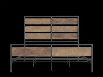 Industrial Farmhouse Queen Bed 3D model