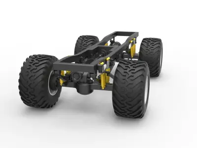 Chassis of vintage monster truck Scale 1 to 25 3D print model