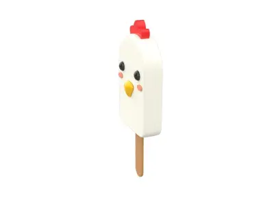 Cartoon Chicken Ice Cream Cute  Low-poly 3D model