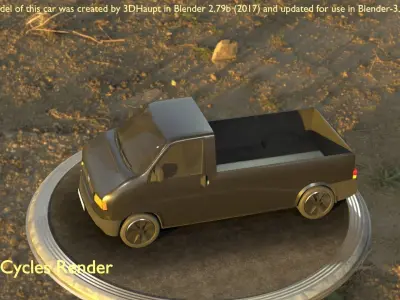 City Car 4 Commercial Pickup 3500 Type-C Black Low-poly 3D model