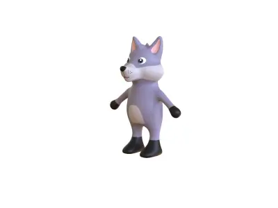 High-Quality 3D Cute Wolf for Games Low-poly 3D model