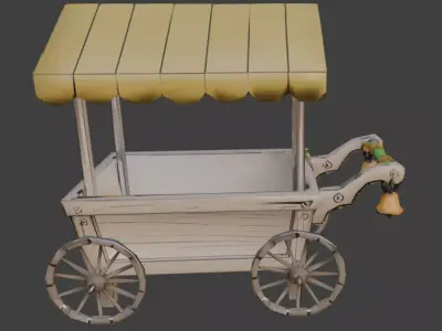 Fruit cart low poly game ready Low-poly 3D model