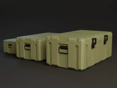 Military boxes without decals GameReady Low-poly  Low-poly 3D model