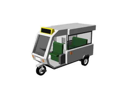 Tricycle Rickshaw Tuktuk  4 SEATS Low-poly 3D model