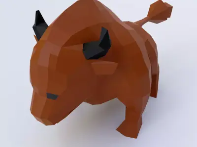 Bull cartoon 3d model  Low-poly 3D model