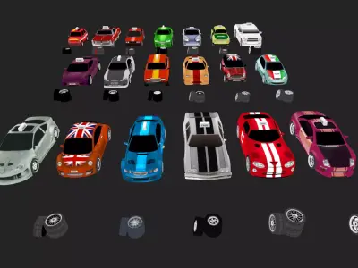 Low Poly Taxi Cars Pack Low-poly 3D model