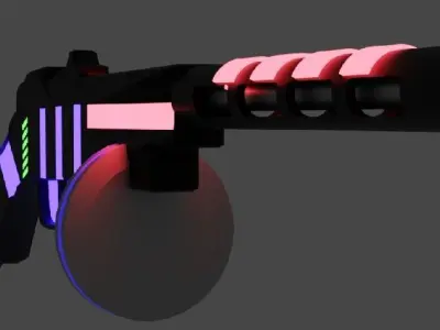 low-poly soviet automatic PPSH in cyberpunk style Free low-poly 3D model