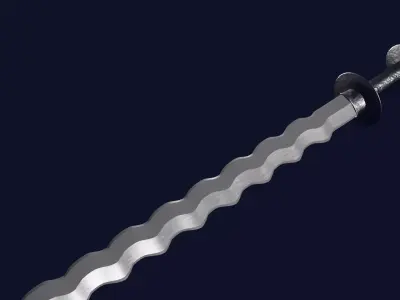 Flamberge sword with Khora handle Low-poly 3D model