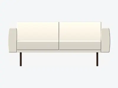 Seat - Sofa - Simplicity - Double Low-poly 3D model