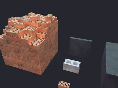 Concrete Brick Low-poly 3D model