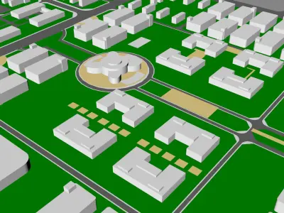 Urban highrise building ancillary building commercial 3D model buy