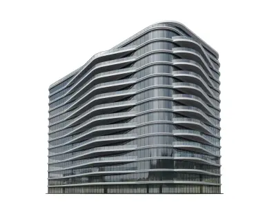 Curved Glass Residential Tower 3D model