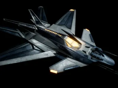 Combat Space Ship Low-poly 3D model