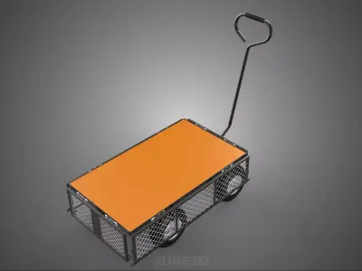 VERSATILE FOLDED METAL GRID SIDE MESH CAGE TROLLEY CART WAGON 4W 3D model