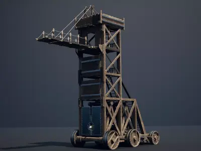 Medieval Siege Weapon - Siege Tower Low-poly 3D model