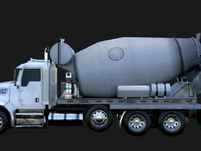 Concrete Mixing Truck 3D Model Realistic Rendered With Textured Low-poly 3D model