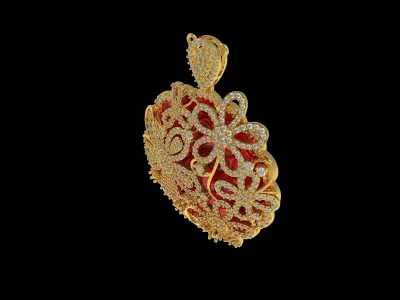 Antique Domed Flower Pendant 3D print model