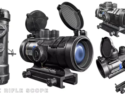 3X  5X Rifle Scope Low-poly 3D model