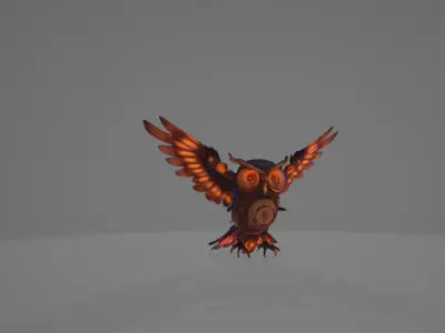 Mechanical Owl Sentinel Steampunk Guardian Low-poly 3D model