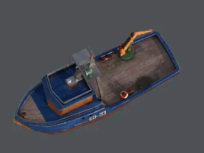 large Metal Ship - PBR Low-poly Game Ready Low-poly 3D model Low-poly 3D model