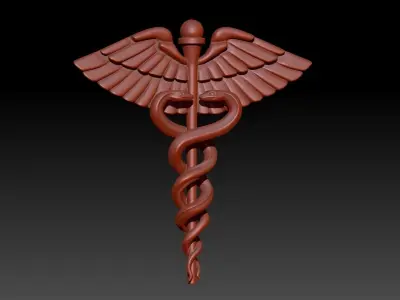 Caduceus Medical Pendant Necklace Charm Jewelry 3D print model