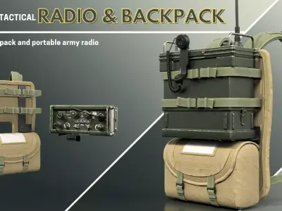 Military and Tactical Radio with Backpack Free 3D model