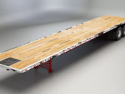 Used Flatbed Semi-Truck Trailer 3D model