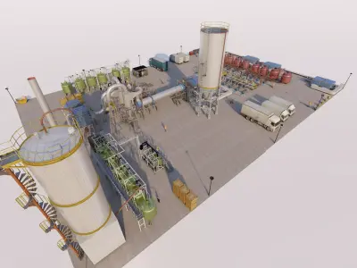 Industrial Factory-Petrochemical-Factory building 3D model