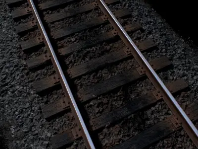 Railroad with Wood Sleepers Low-poly 3D model