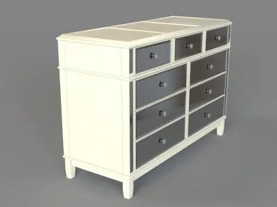 Hayworth Mirrored Antique White Dresser 3D model