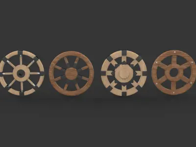 Wooden wheel 3D model