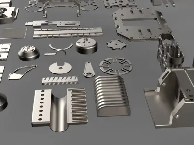 Hard surface Kitbash library technical part Low-poly 3D model