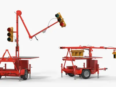  SQ3TS Solar-Powered Traffic Signal Trailer Red Rigged 