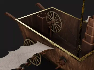 Flying Steampunk Cart 3D model