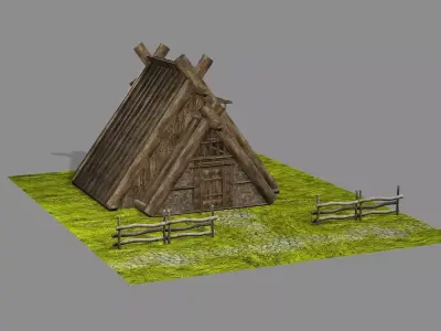Medieval Viking House 07 Game Ready Low-poly 3D Model Low-poly 3D model