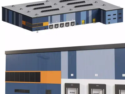 Modular logistics warehouse 2 3D model