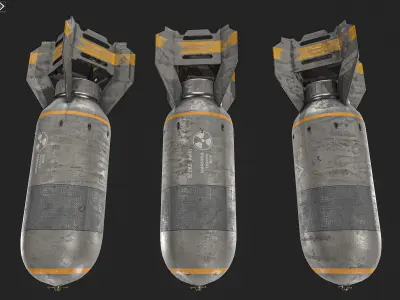 Aircraft bomb And Holder Low-poly 3D model
