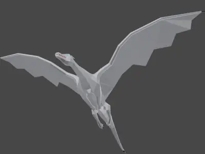 Low-poly dragon origami bird flying in air Low-poly 3D model