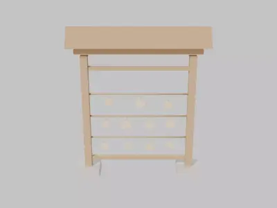 Japanese Ema Rack  Votive Tablet Rack  Low Poly 3D Model Low-poly 3D model