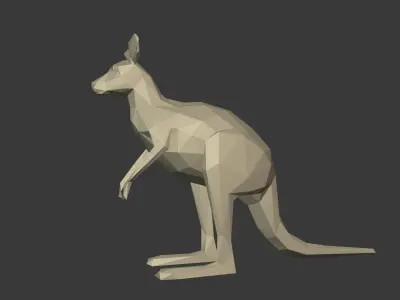Low Poly Cartoon Kangaroo Low-poly 3D model